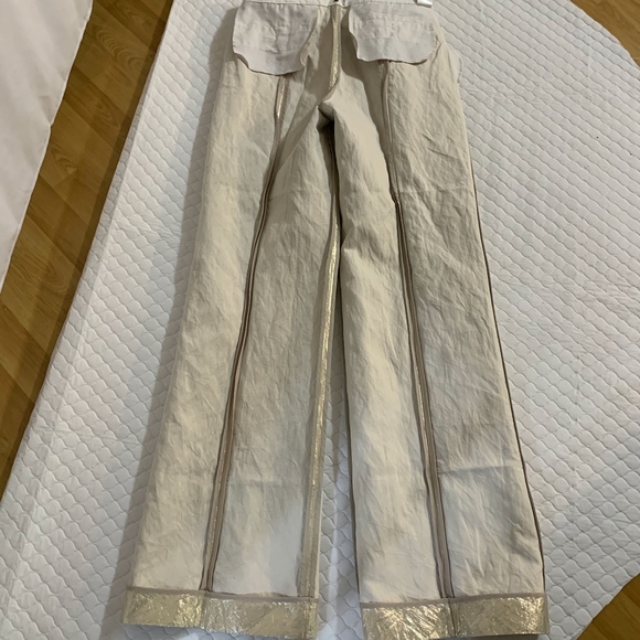 Gold Metallic Fly Front Trouser - Picture 6 of 8